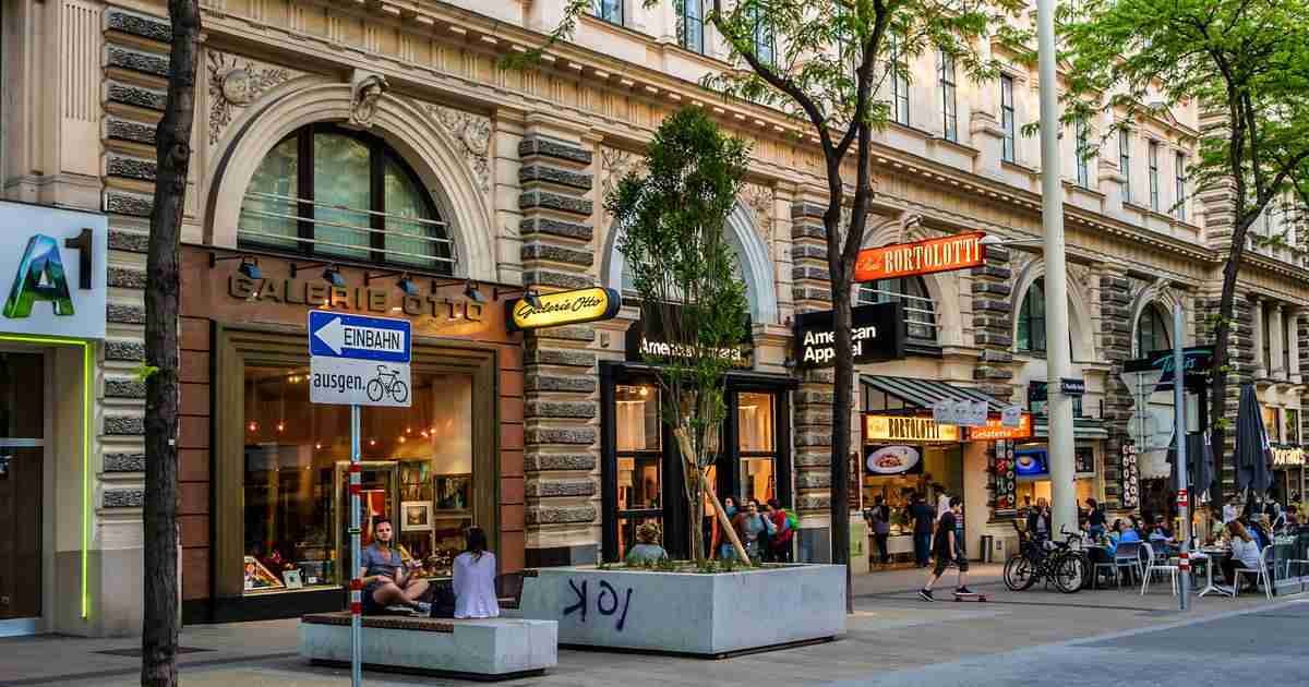 Shopping streets in Vienna in Austria