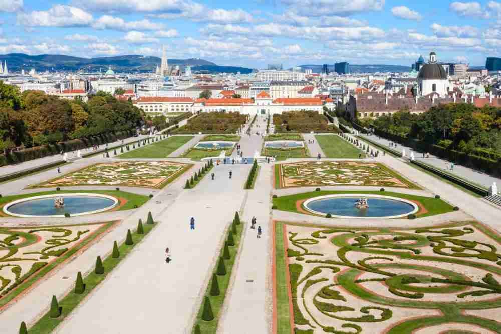 Belvedere Palace Gardens in Vienna in Austria